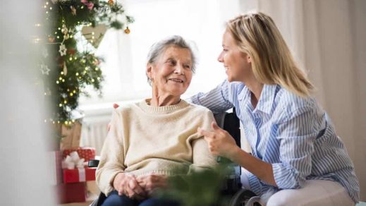 Old lady talking to a woman — Disability Support in Wollongong, NSW
