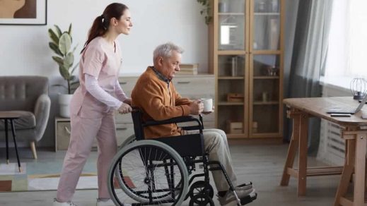 Old man on a wheelchair — Disability Support in Wollongong, NSW